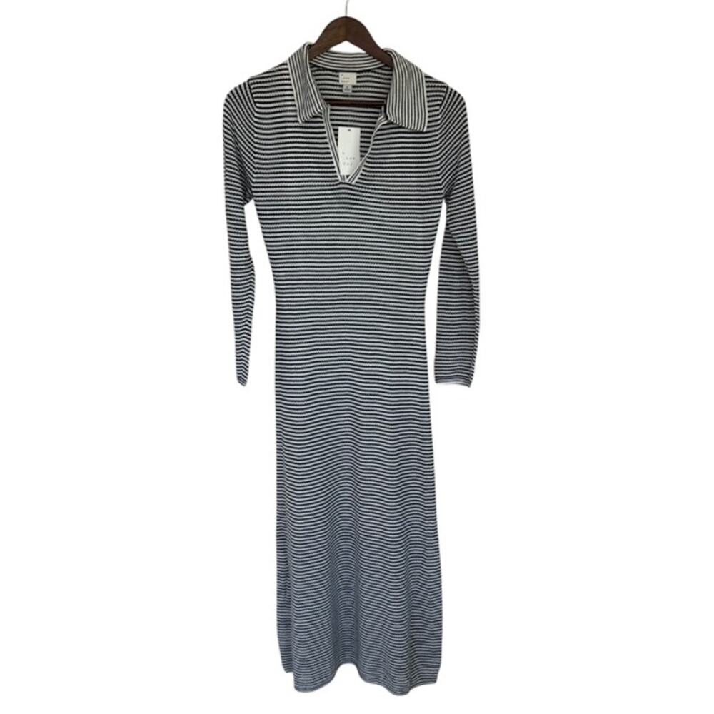 A New Day Black and Cream Striped Maxi Dress - Medium